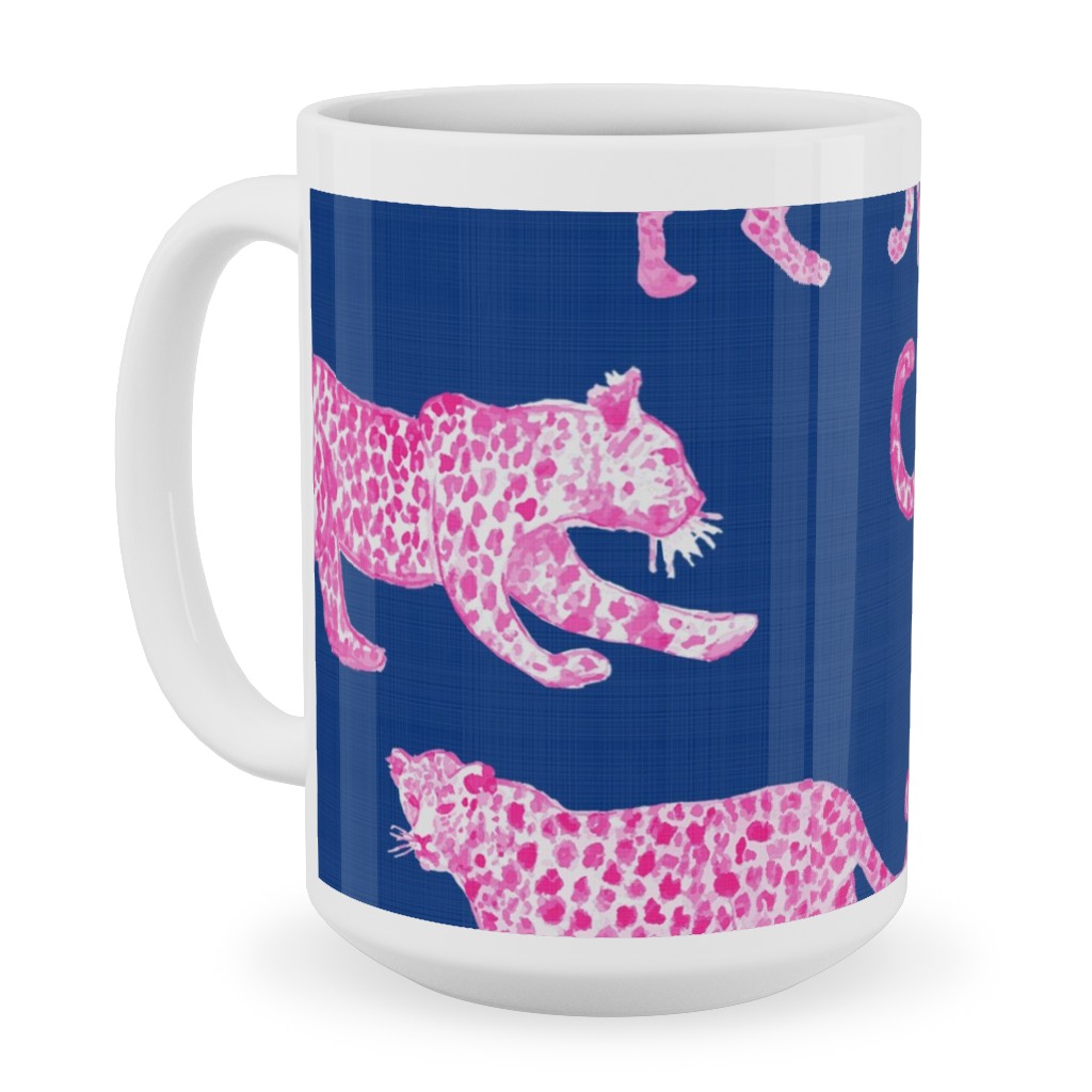 Leopard Parade Ceramic Mug, White, , 15oz, Blue, Royal
