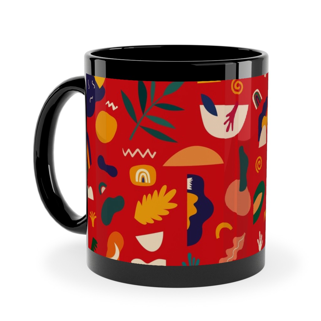 Seamless Pattern - Red Ceramic Mug, Black, , 11oz, Red, Red