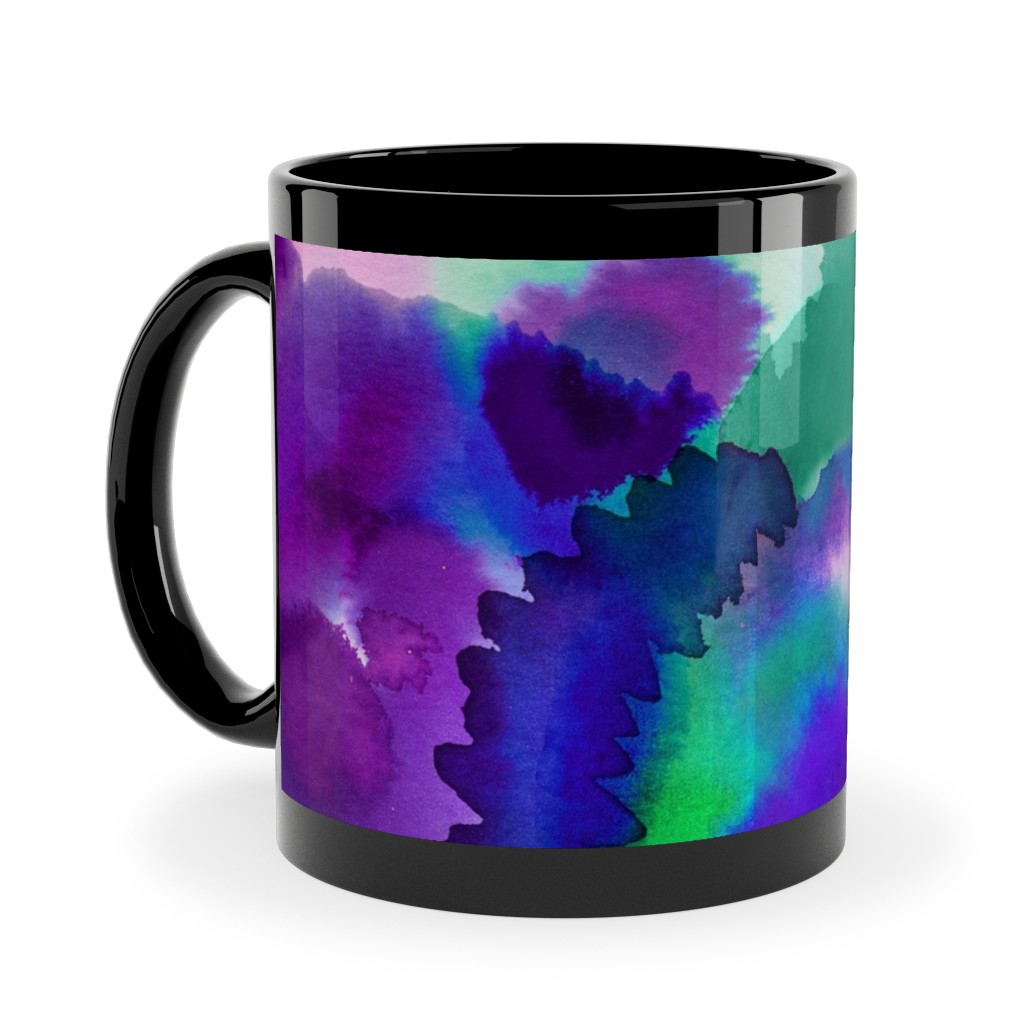 Abstract Floral Watercolor - Multi Ceramic Mug, Black,  , 11oz, Multicolor