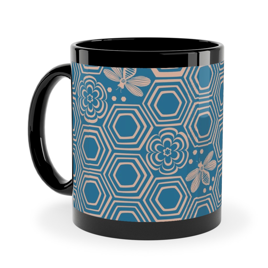 Honeyrose Ceramic Mug, Black, , 11oz, Blue, True Blue