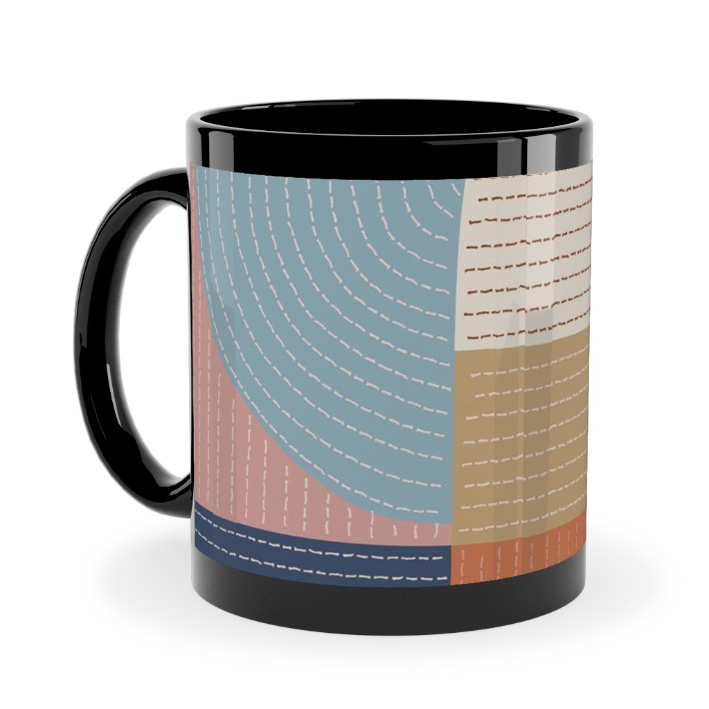 Modern Patchwork - Multi Ceramic Mug, Black, , 11oz, Multicolor