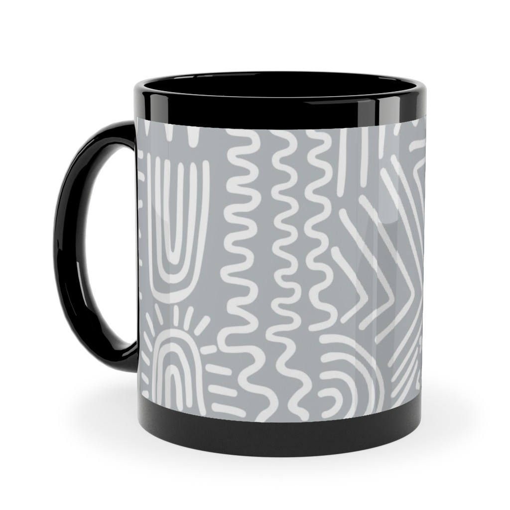 Spirited - Gray Ceramic Mug, Black,  , 11oz, Gray