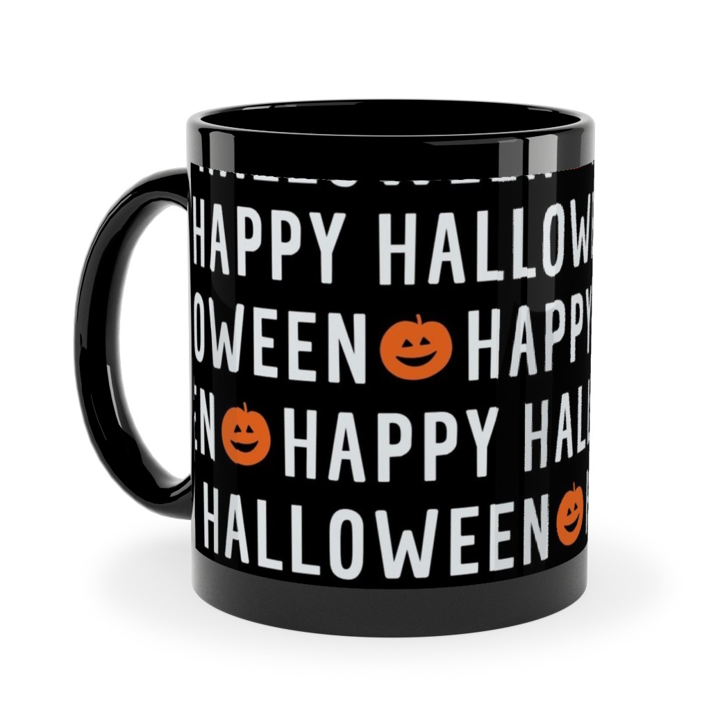 Happy Halloween Black Ceramic Mug, Black, , 11oz, Black, Black