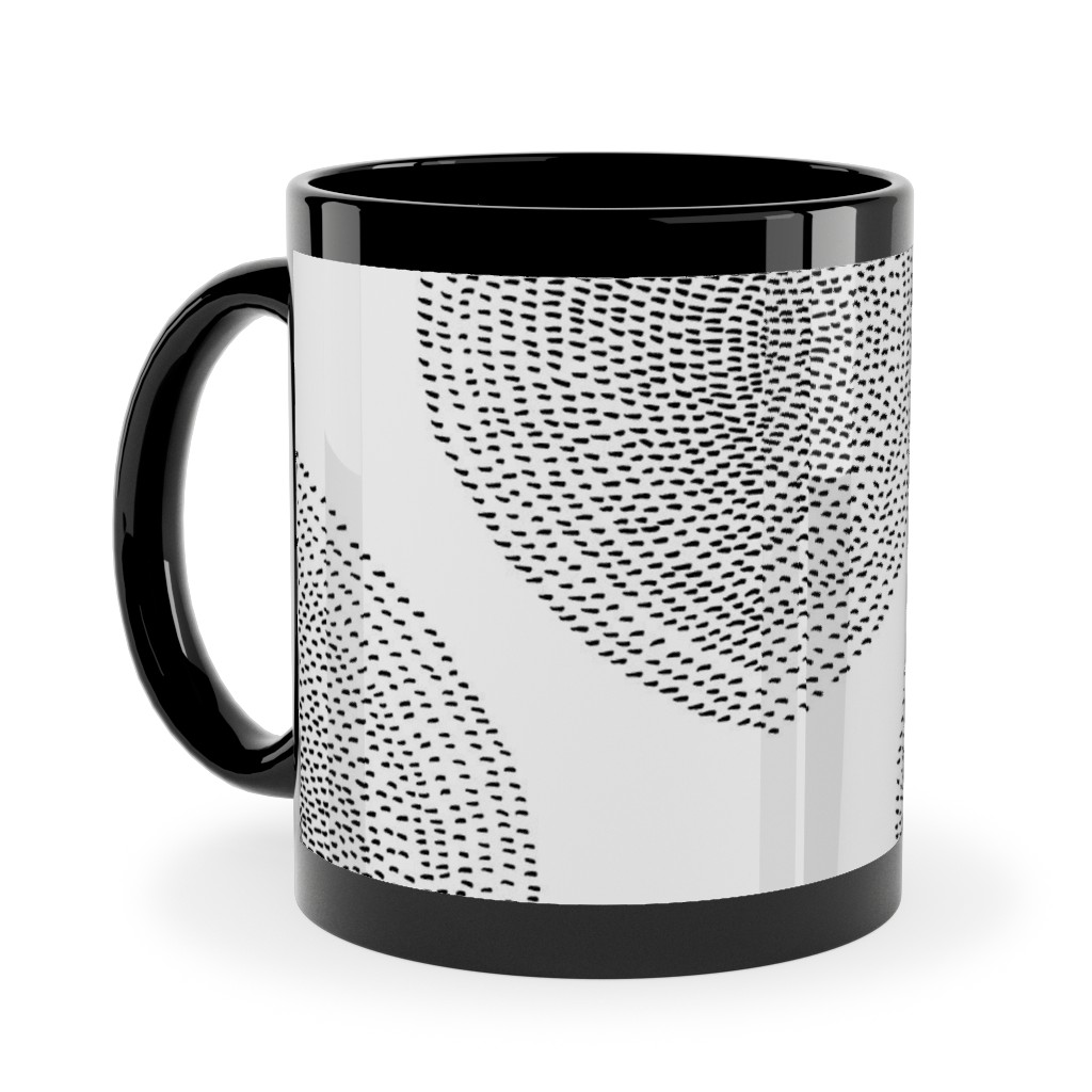 Boho Stripy Drops Ceramic Mug, Black,  , 11oz, Black