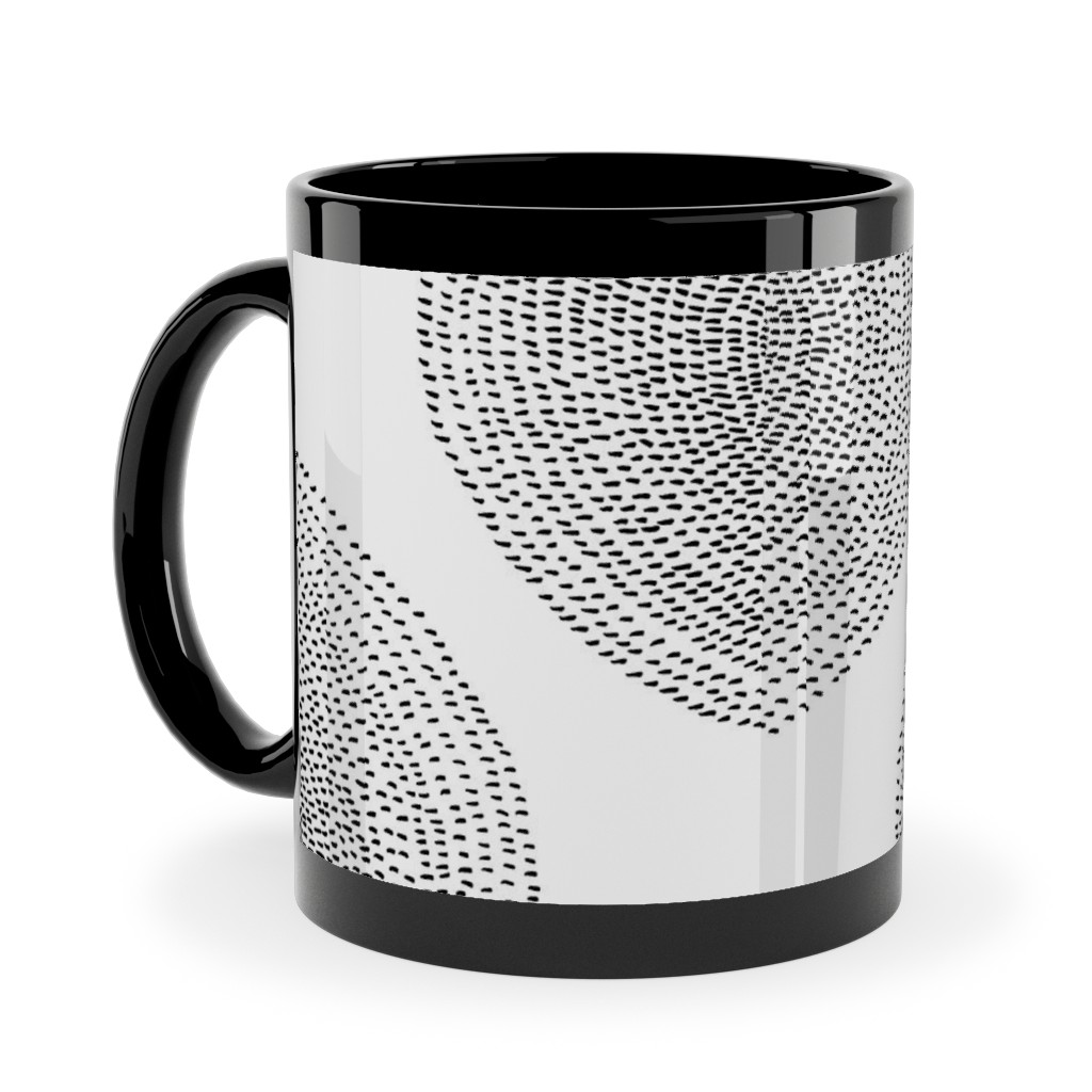 Boho Stripy Drops Ceramic Mug, Black, , 11oz, Black, Silhouette
