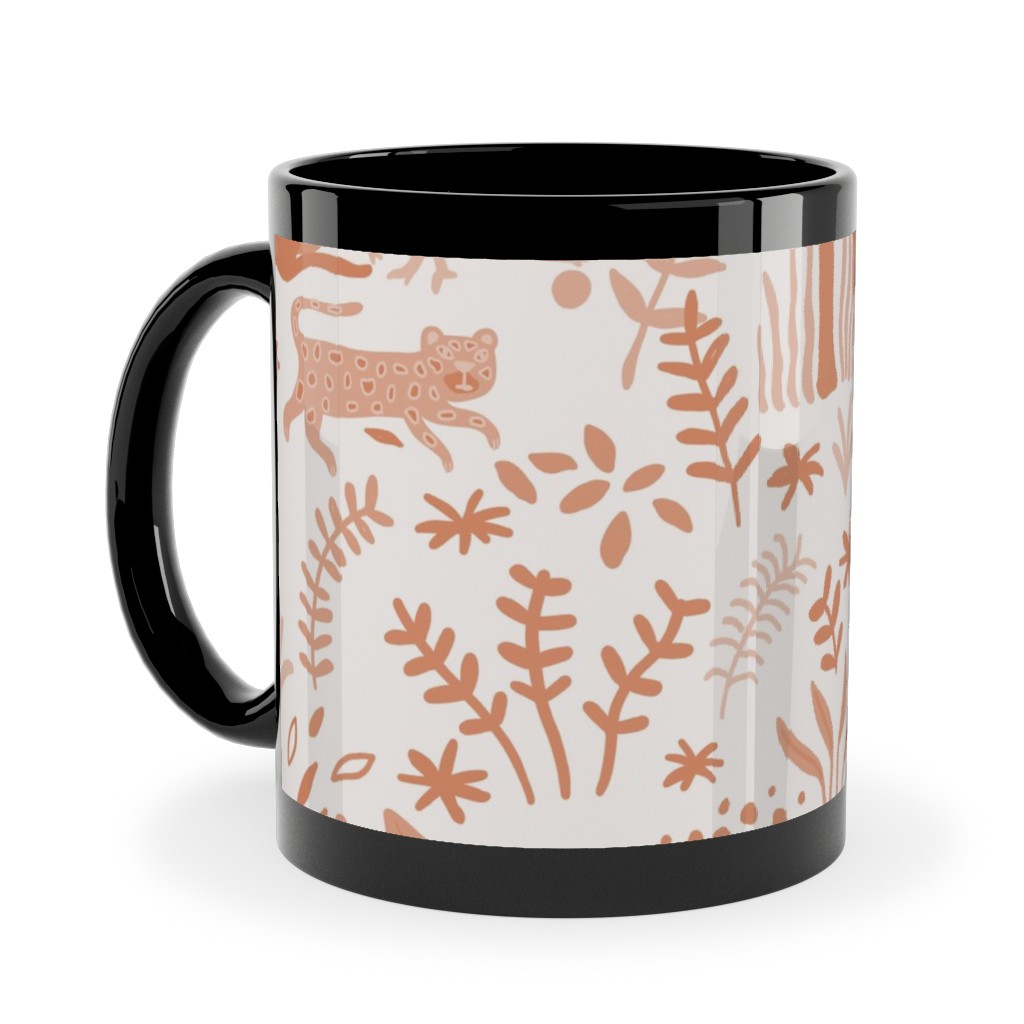Indian Garden - Peachy Ceramic Mug, Black, , 11oz, Pink, Bright Pink