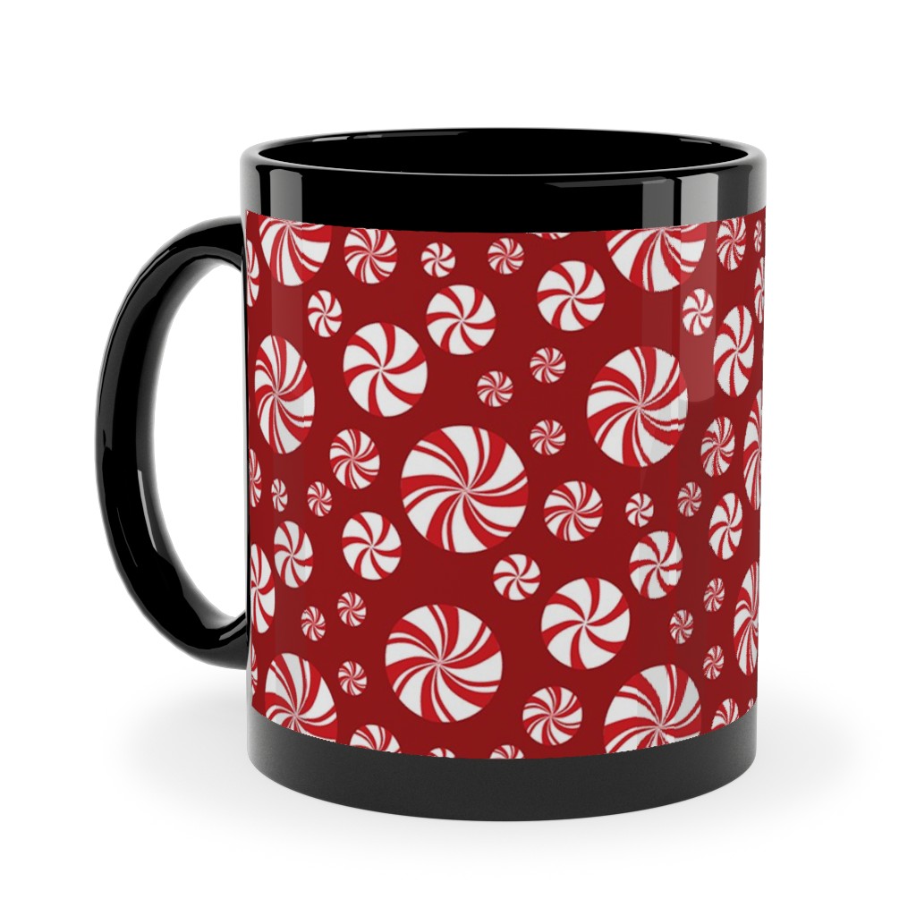 Nutcracker Peppermints on Red Ceramic Mug, Black,  , 11oz, Red