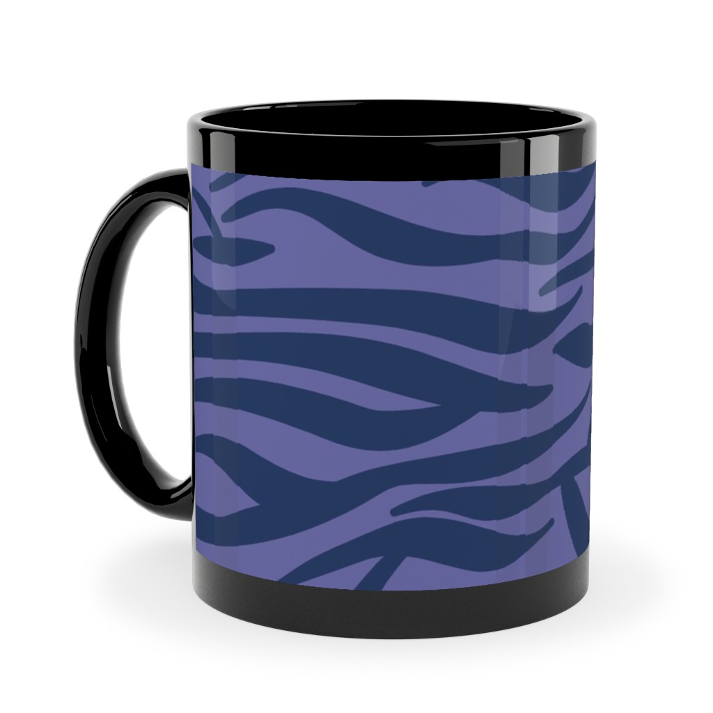 Zebra Animal Print - Purple Ceramic Mug, Black,  , 11oz, Purple
