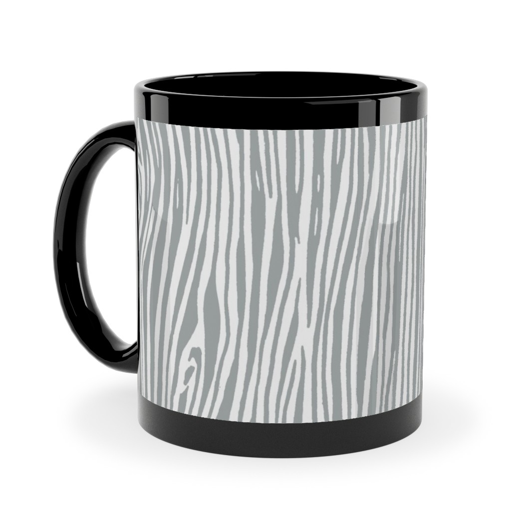 Woodgrain - Gray Ceramic Mug, Black,  , 11oz, Gray