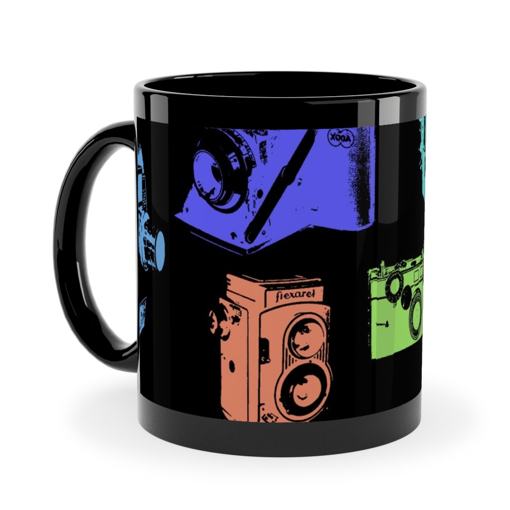 Retro Cameras Ceramic Mug, Black,  , 11oz, Multicolor