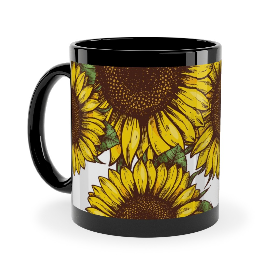 Sunflowers Ceramic Mug, Black, , 11oz, Yellow, Classic Yellow