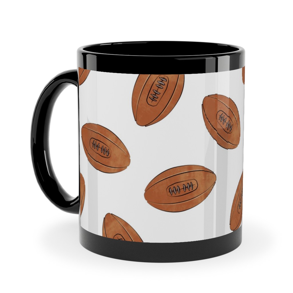 Vintage Football Ceramic Mug, Black, , 11oz, Brown, White