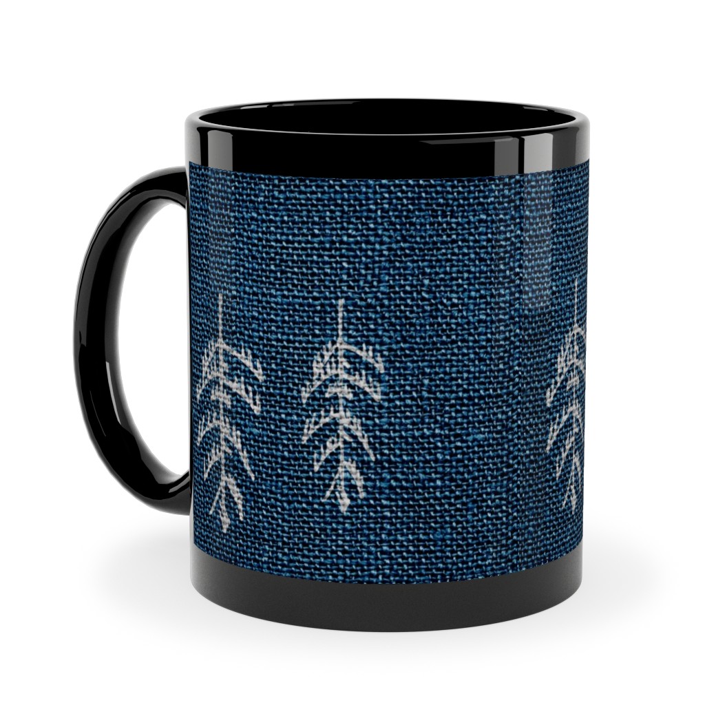 Arctic Night Forest - Navy Ceramic Mug, Black, , 11oz, Blue, True Blue