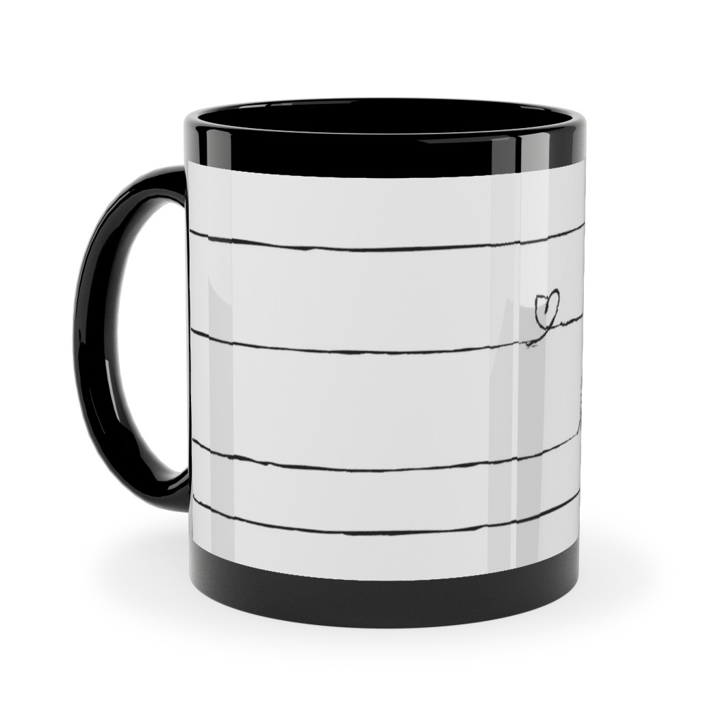 Love Note - Stripes - Black and White Ceramic Mug, Black,  , 11oz, White