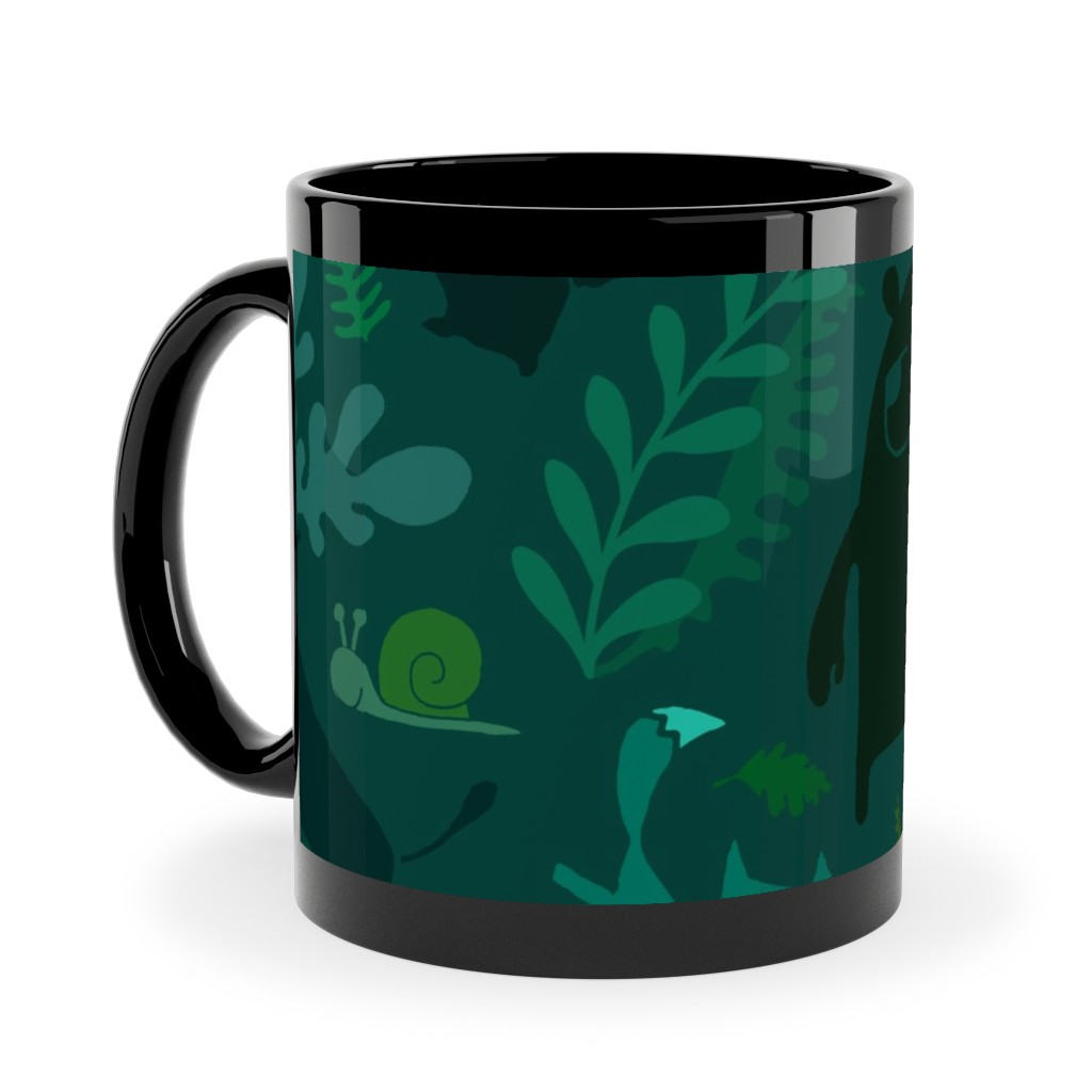 Pnw Forest - Emerald Green Ceramic Mug, Black,  , 11oz, Green