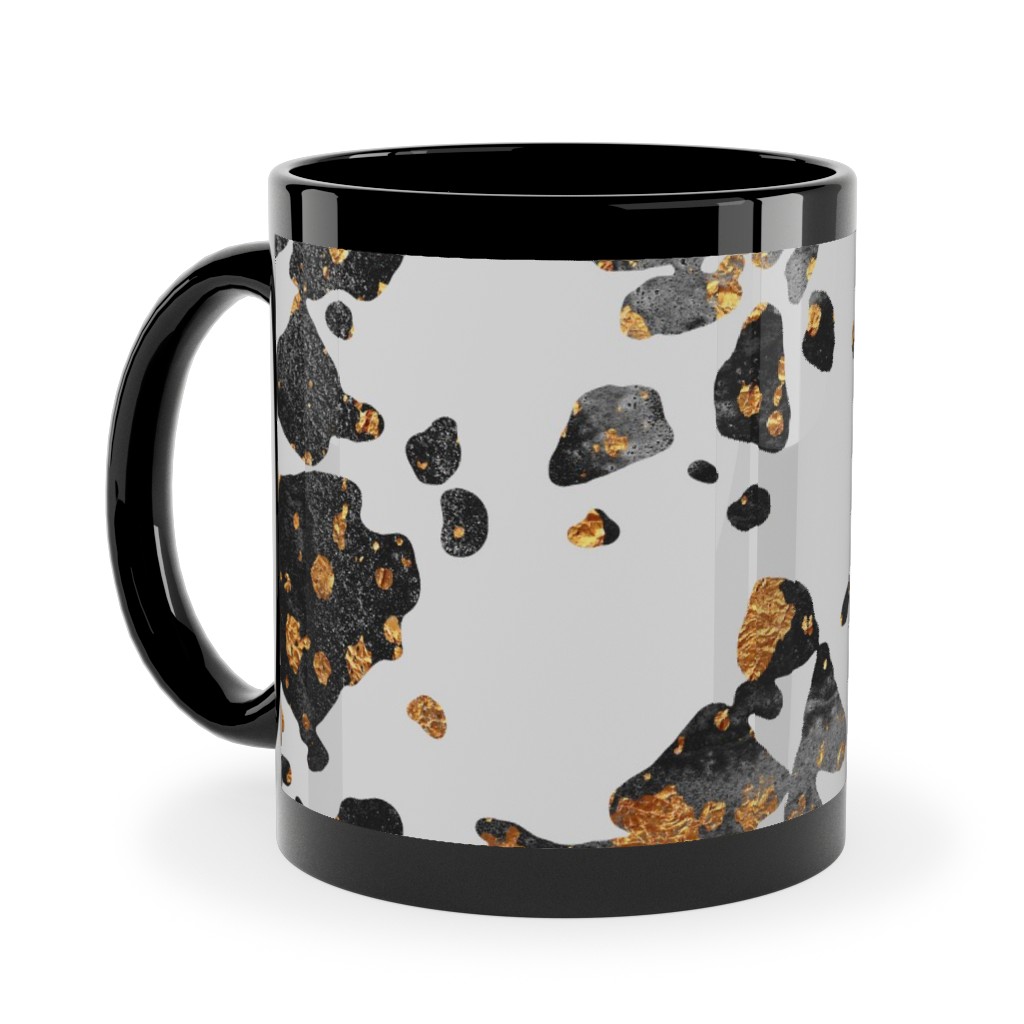 Gold Speckled Terrazzo Ceramic Mug, Black,  , 11oz, Black