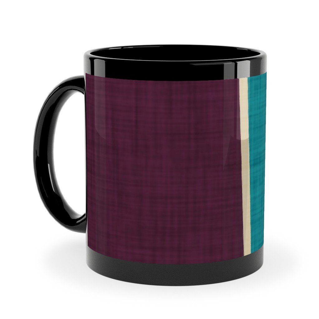 Mid Century Mod Retro Waves - Multi Ceramic Mug, Black,  , 11oz, Multicolor