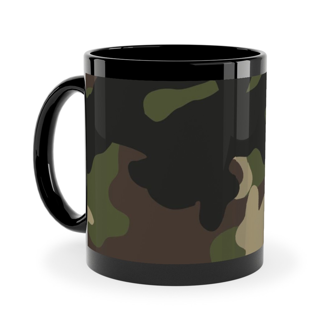 Ducks, Trucks, and Eight Point Bucks - Camo Ceramic Mug, Black, , 11oz, Green, Classic Green