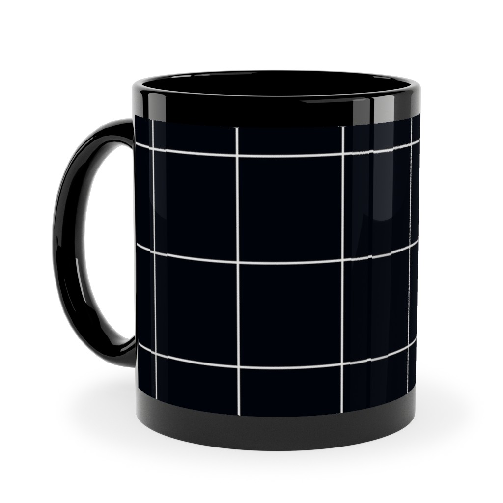 Grid - Black Ad White Ceramic Mug, Black, , 11oz, Black, Black