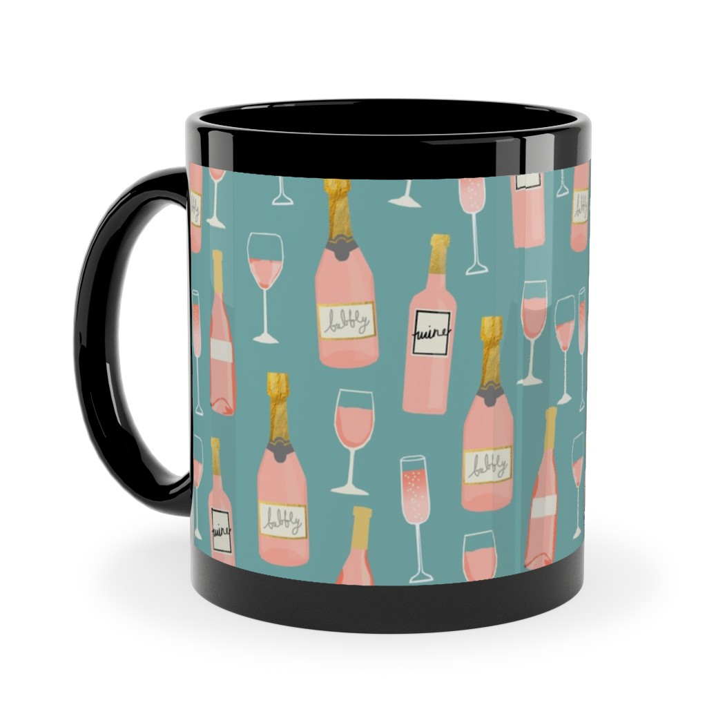 Rose All Day Wine Ceramic Mug, Black, , 11oz, Green, Catalina