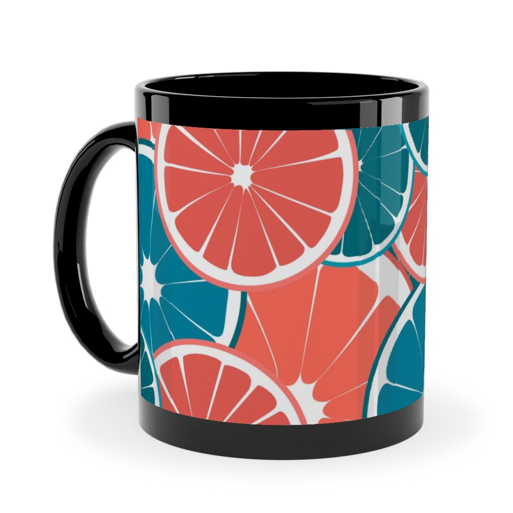 Citrus Ceramic Mug, Black, , 11oz, Pink, Bright Pink
