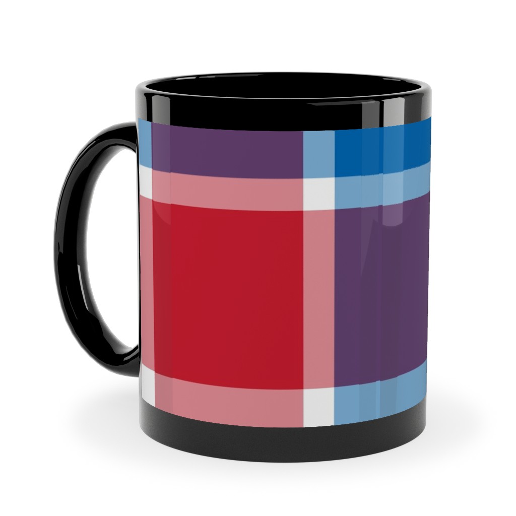 Independence Day Plaid - Multi Ceramic Mug, Black, , 11oz, Multicolor