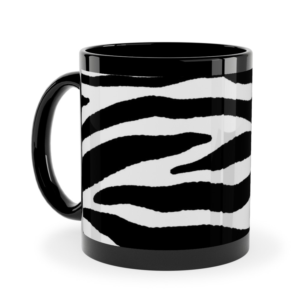 Zebra Print - Black and White Ceramic Mug, Black, , 11oz, Black, Black