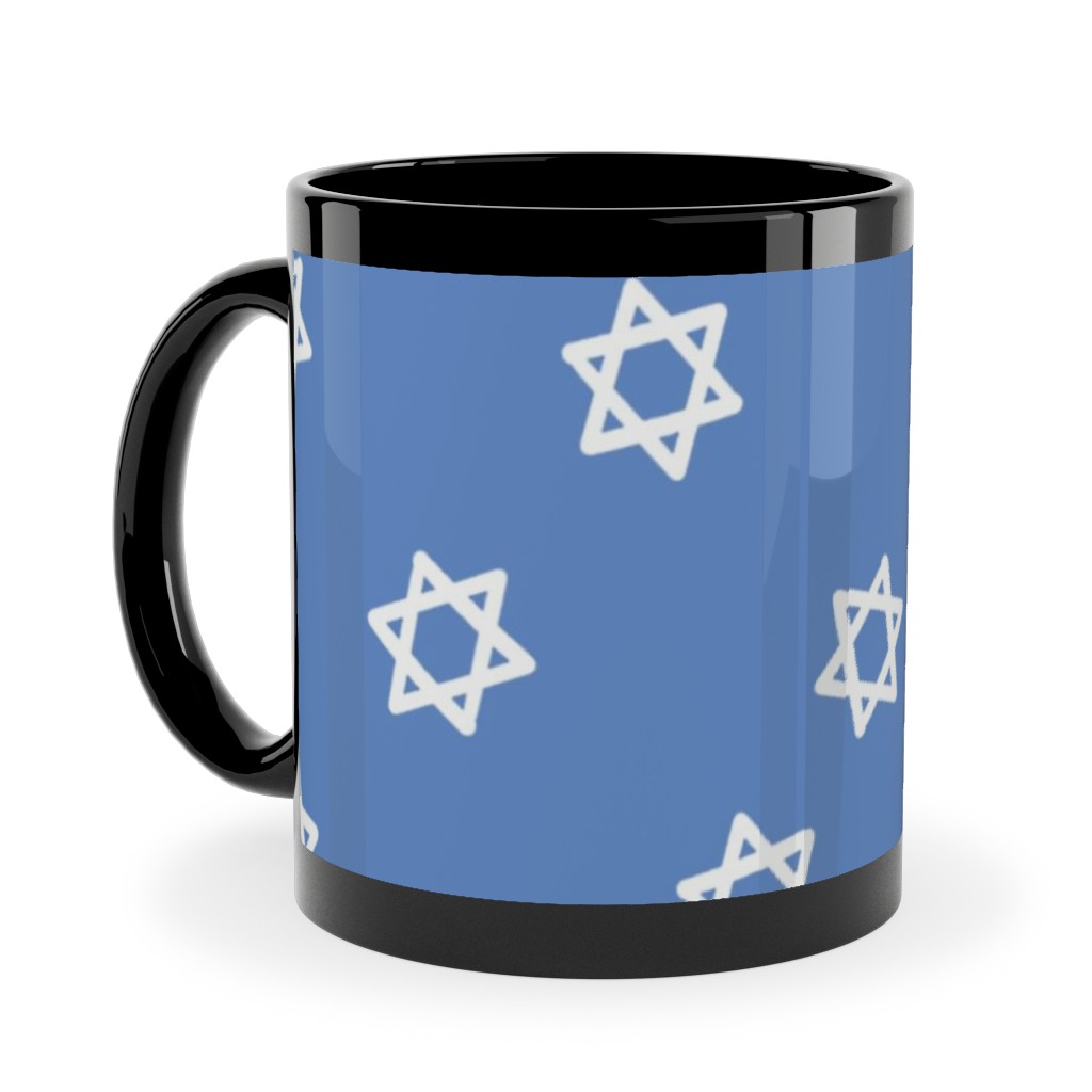 Star of David - White & Blue Ceramic Mug, Black,  , 11oz, Blue