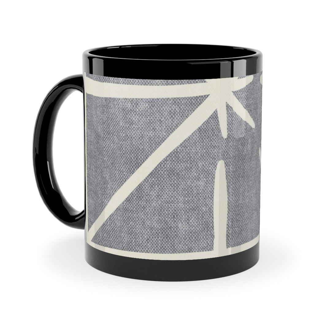 Geometric Triangles - Distressed - Grey Ceramic Mug, Black,  , 11oz, Gray
