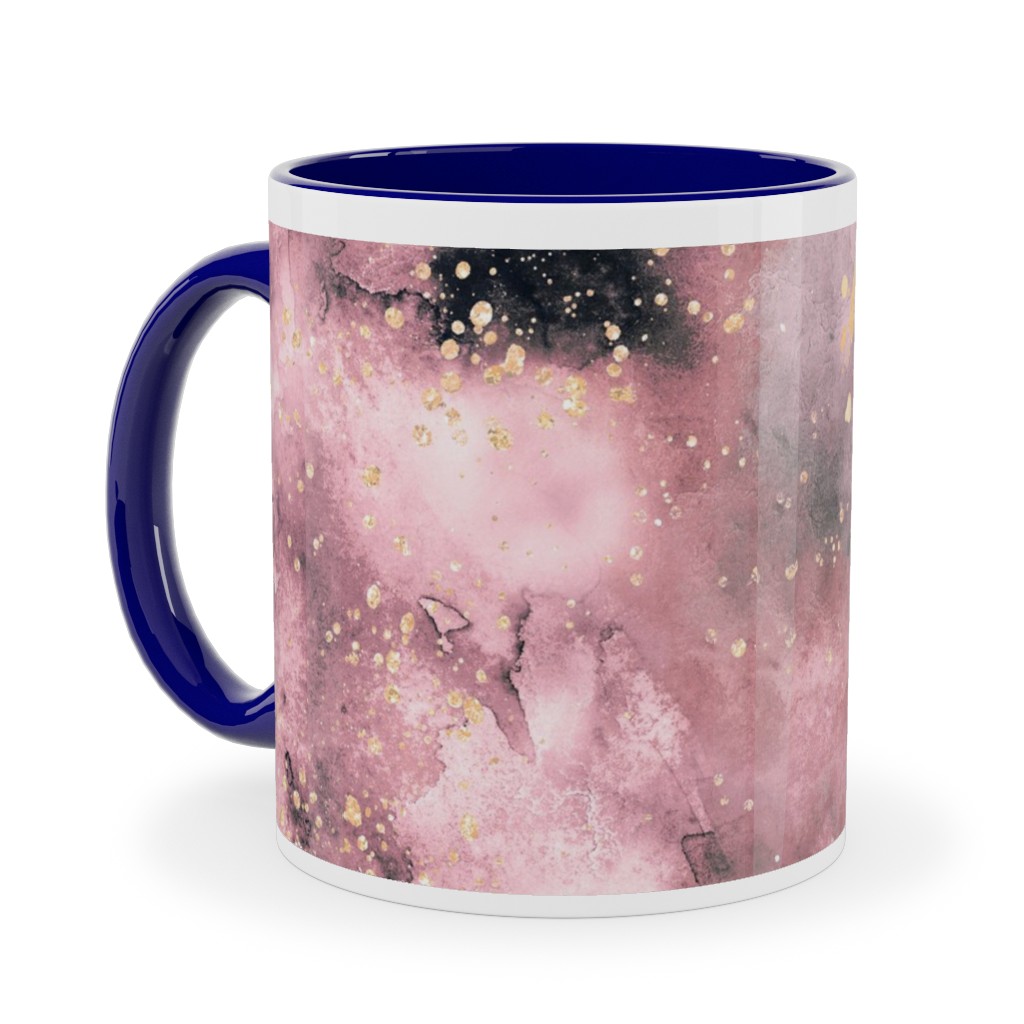 Watercolor Marble - Pink Ceramic Mug, Blue, , 11oz, Pink, Bright Pink