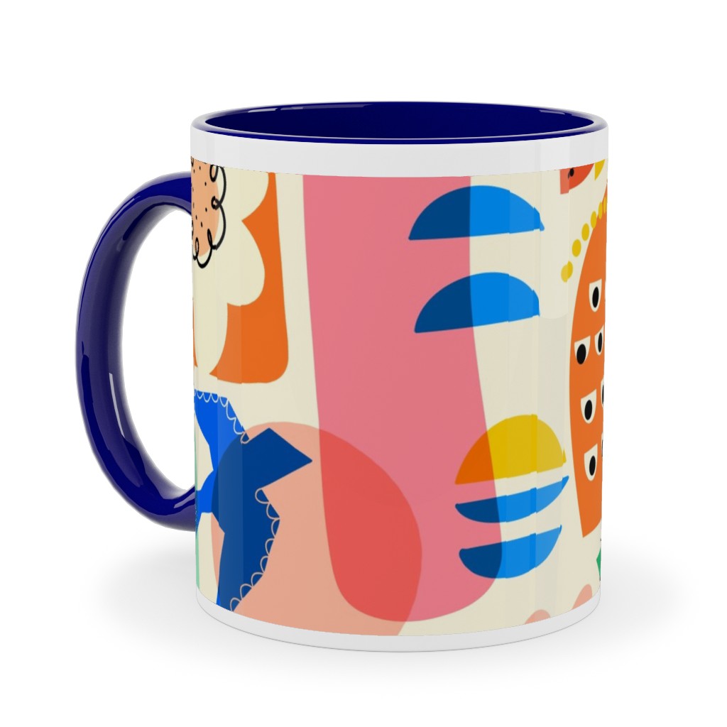 Abstract Shapes Fun Collage - Multi Ceramic Mug, Blue,  , 11oz, Multicolor