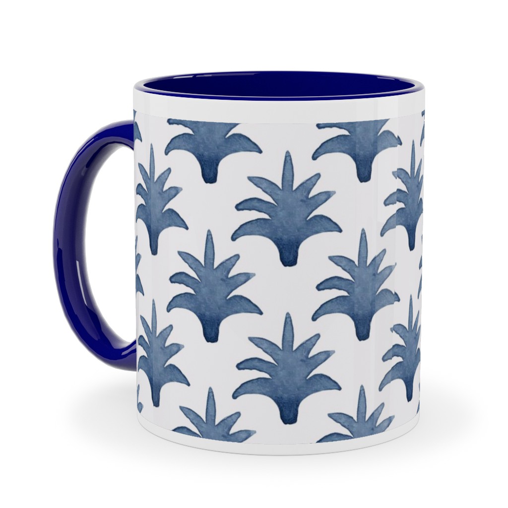 Pinecone - Indigo on Cream Ceramic Mug, Blue, , 11oz, Blue, True Blue