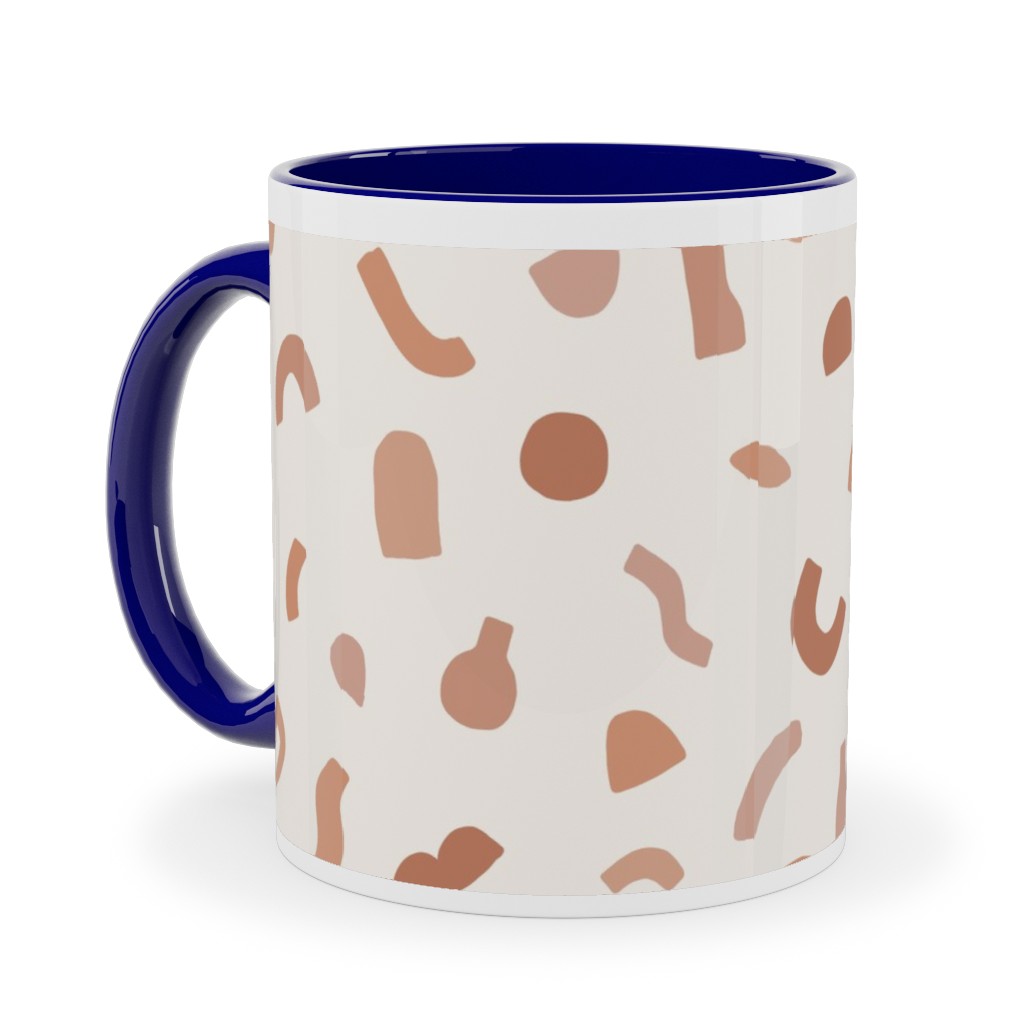 Organic Cut Shapes - Kaolin Clay Ceramic Mug, Blue, , 11oz, Beige, Pearl