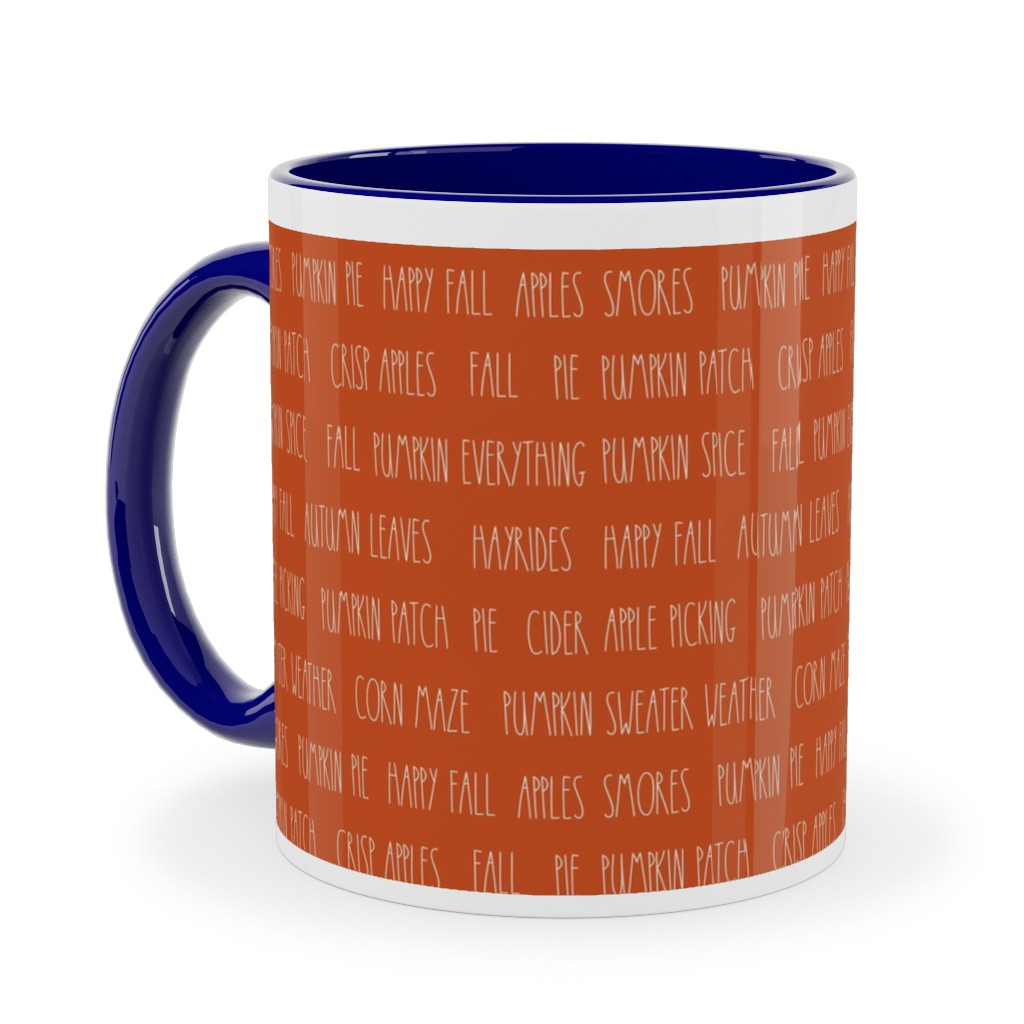 Fall Fun Typography - Orange Ceramic Mug, Blue,  , 11oz, Orange