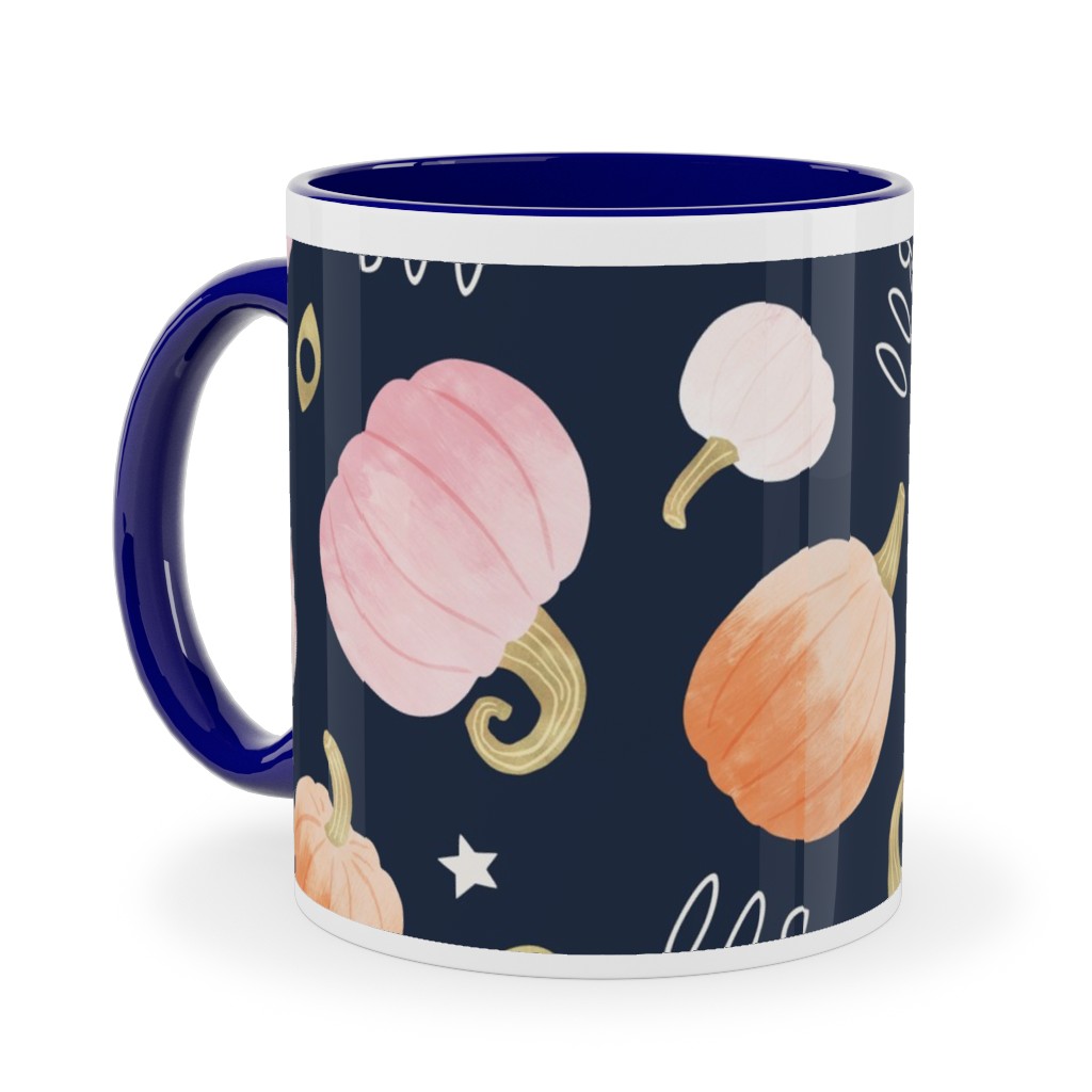 Pastel Pumpkins Halloween Party Boo Ceramic Mug, Blue,  , 11oz, Orange