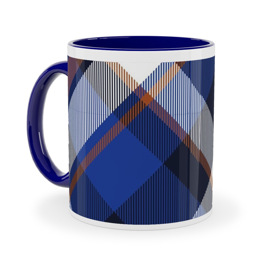 Blue Photo Mugs Coras Plaid  Blue Ceramic Mug Blue 11oz Blue True Blue