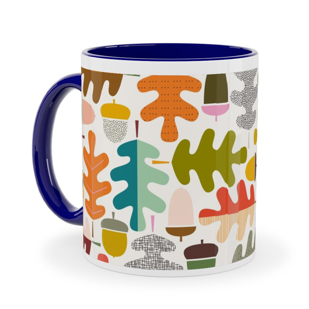 Autumn Oak Tree - Multi on White Ceramic Mug, Blue, , 11oz, Multicolor