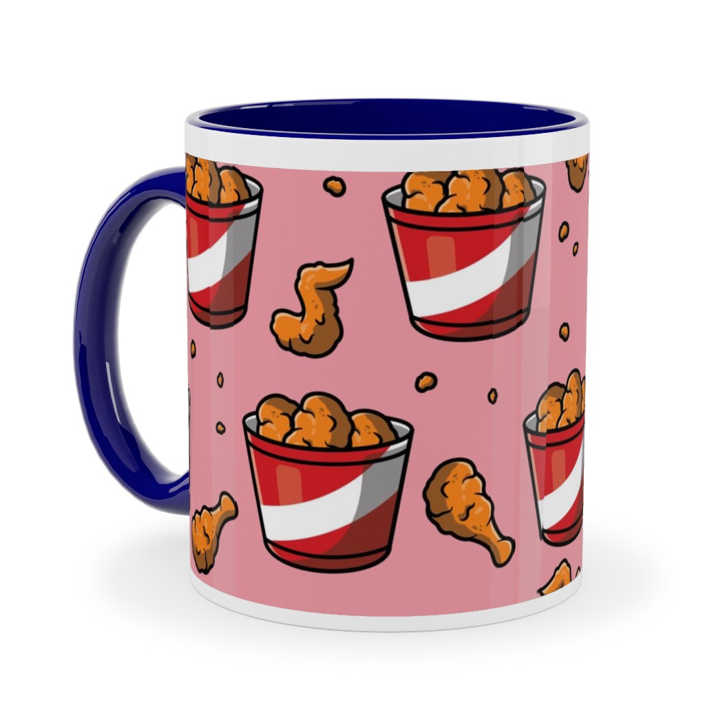 Fried Chicken Bucket Ceramic Mug, Blue,  , 11oz, Red