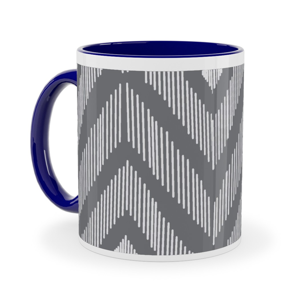 Ikat Ceramic Mug, Blue, , 11oz, Gray, Slate