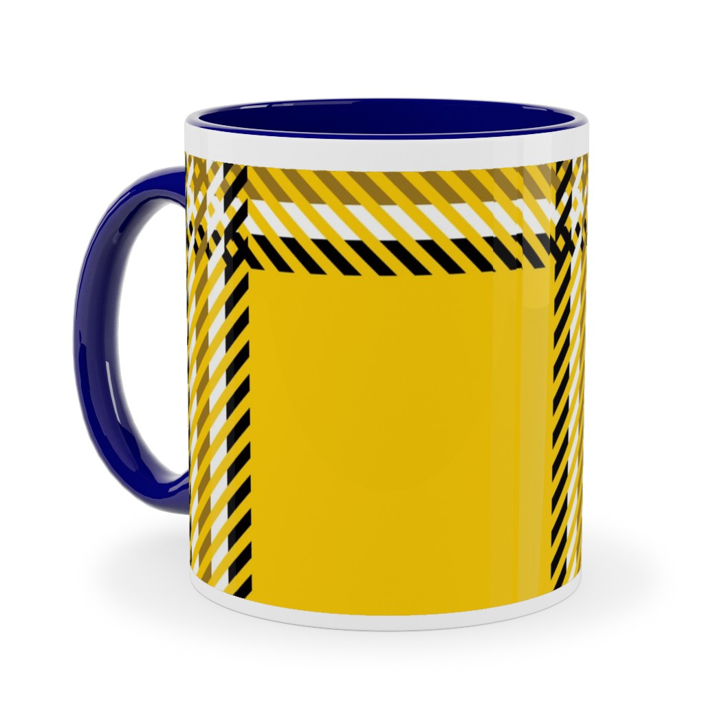 Cher's Plaid Ceramic Mug, Blue,  , 11oz, Yellow