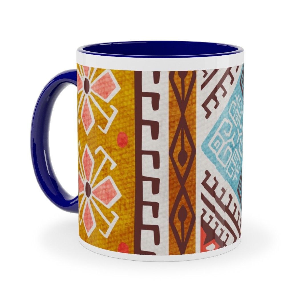 Grand Bazaar - Coral Spice Ceramic Mug, Blue, , 11oz, Multicolor
