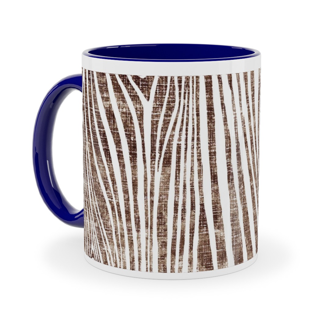 Woodgrain Driftwood Ceramic Mug, Blue,  , 11oz, Brown