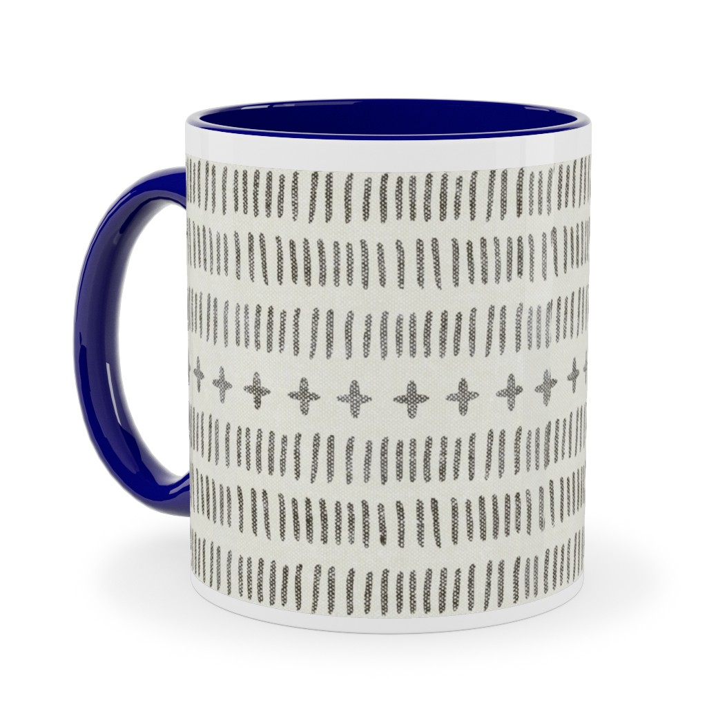Modern Farmhouse Dash - Light Ceramic Mug, Blue, , 11oz, Beige, Pearl