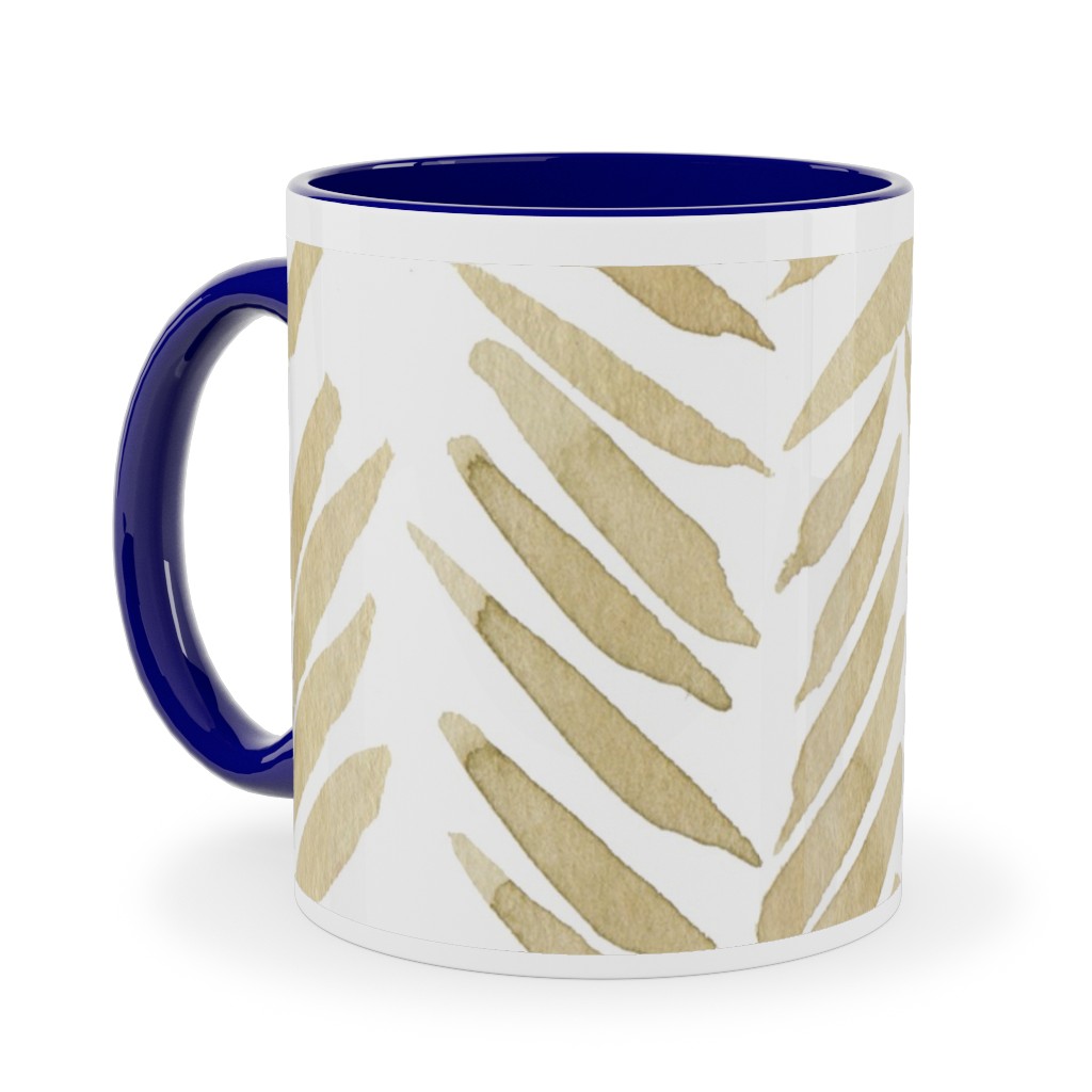 Leaf - Gold Ceramic Mug, Blue, , 11oz, Yellow