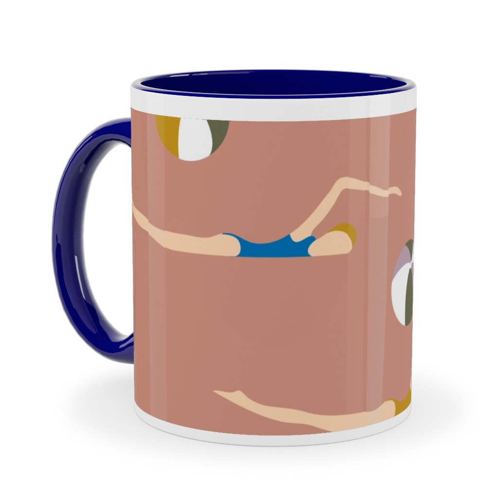 New Nautical Beach Babes - Muddy Clay Ceramic Mug, Blue,  , 11oz, Pink
