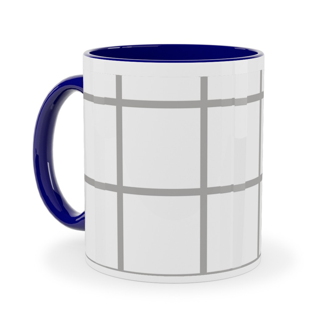 Window Pane Ceramic Mug, Blue, , 11oz, Gray, Smoke