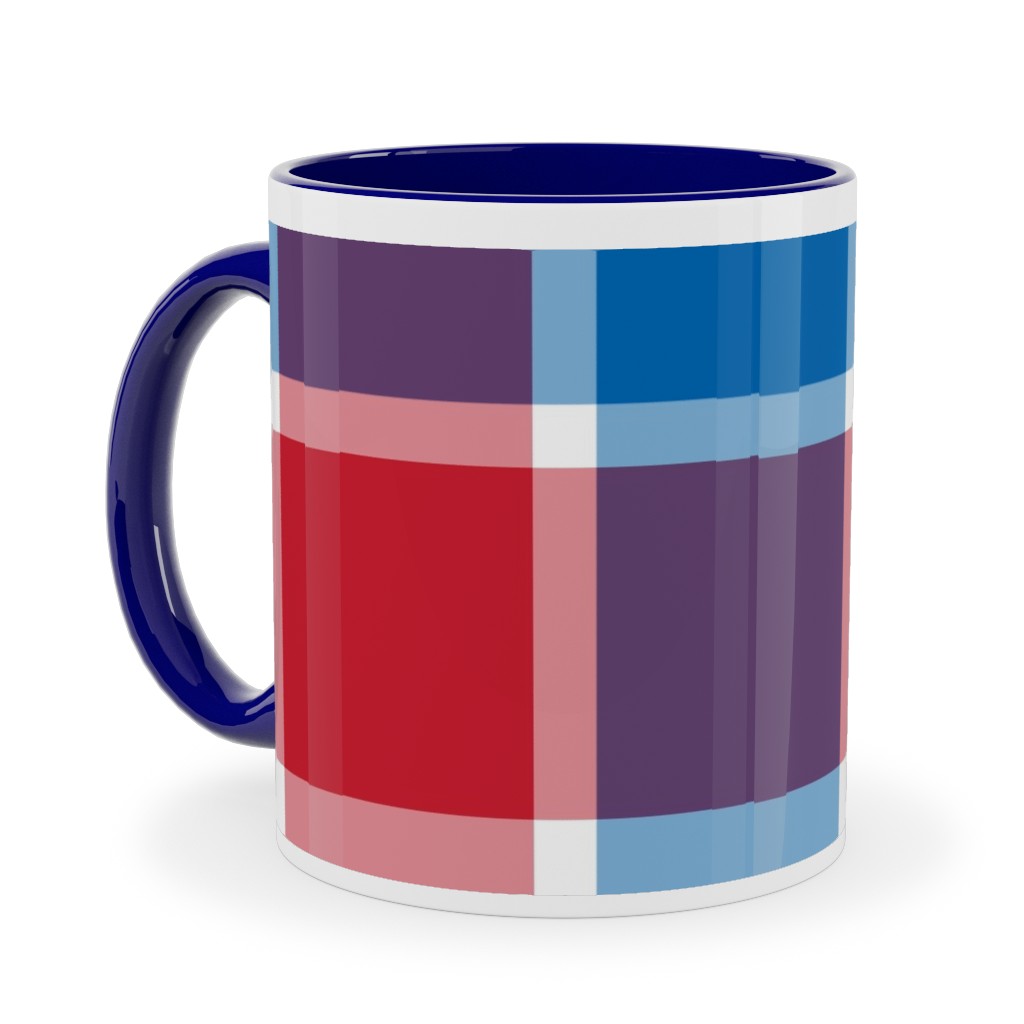 Independence Day Plaid - Multi Ceramic Mug, Blue, , 11oz, Multicolor