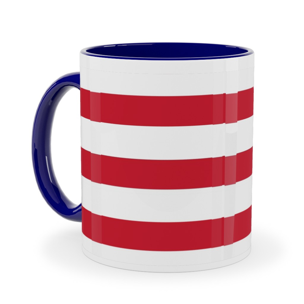 Stripes - Red and White Ceramic Mug, Blue, , 11oz, Red, Red