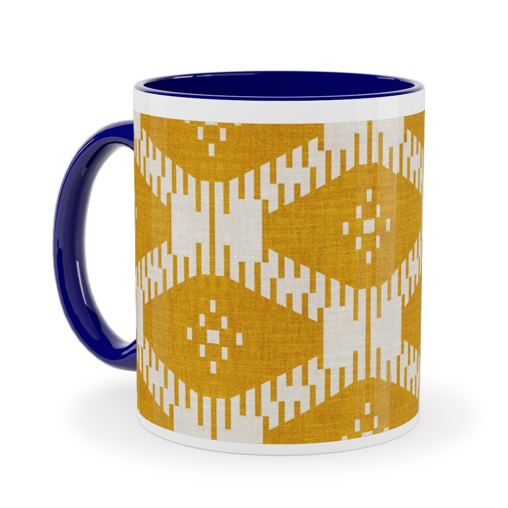 Stella Ikat - Yellow Ceramic Mug, Blue, , 11oz, Yellow, Classic Yellow