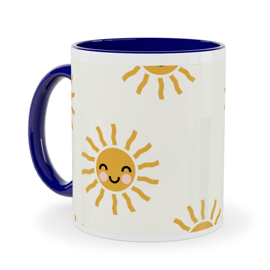 Cute Sunshine - Yellow Ceramic Mug, Blue,  , 11oz, Yellow
